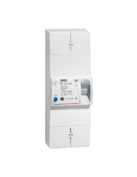 Disjoncteur de branchement Enedis Bipolaire Différentiel 500mA sélectif - 45A