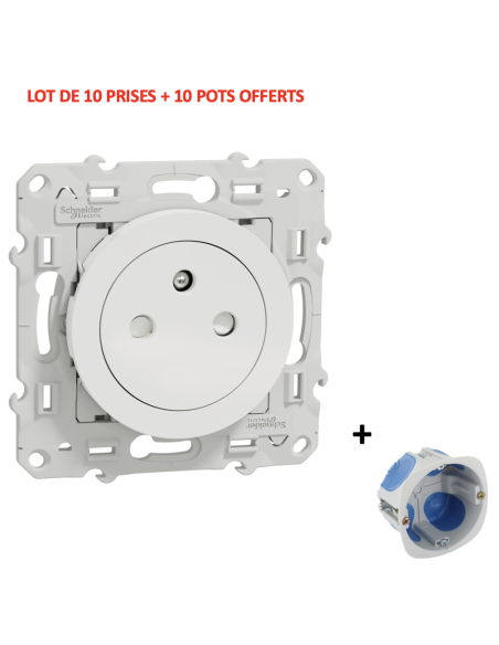 Odace Prise de Courant 2P+T Affleurante LOT EXCLU WEB