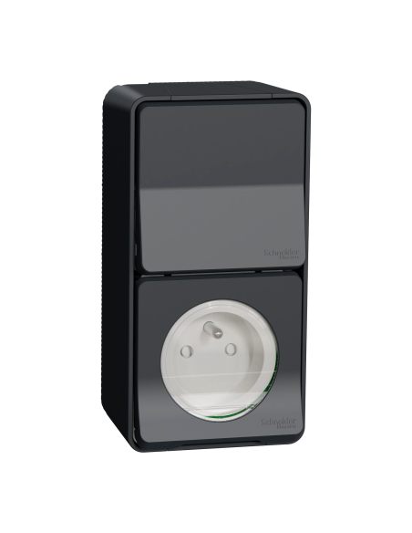 Mureva Styl - Prise de courant 2P+T + Va et Vient vertic. - Saillie - Gris