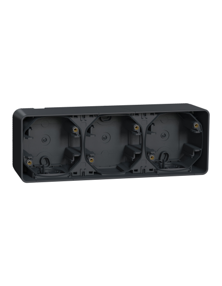 Mureva Styl - Boîte 3 Postes horizontale - Saillie - Gris