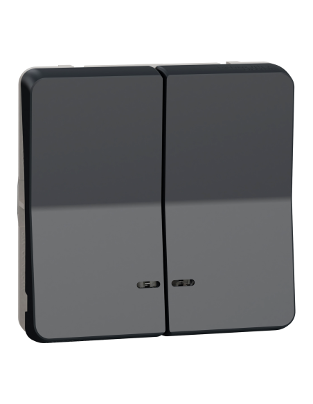 Mureva Styl - Double Bouton Poussoir Lumineux LED - Composable - Gris