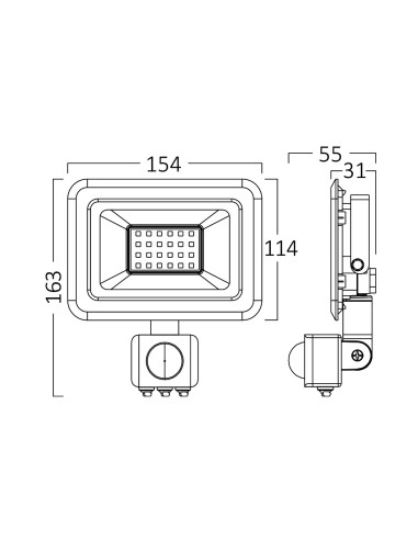 Projecteur LED 30W IP54 / 6500K avec...