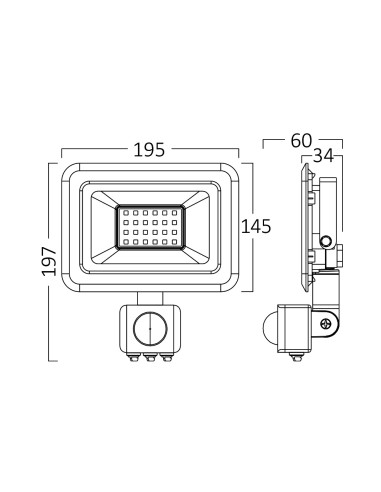 Projecteur LED 50W IP54 / 6500K avec...