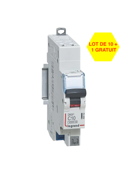 Lot de 10 Disjoncteurs DNX3 10A Ph+N AUTO