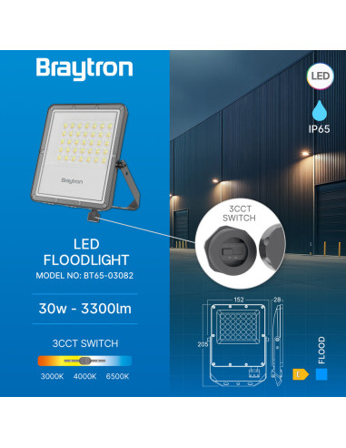 Projecteur LED 30W 3CCT 3300lm -...