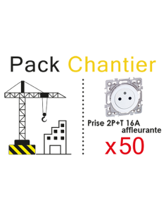 SQUARE Lot de 50 Prises 2P+T Affleurante TOP CHANTIER