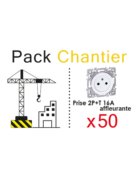 SQUARE Lot de 50 Prises 2P+T Affleurante TOP CHANTIER