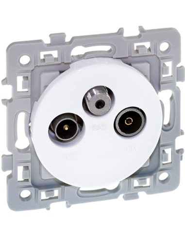 SQUARE Prise TV-FM-SAT Blanc