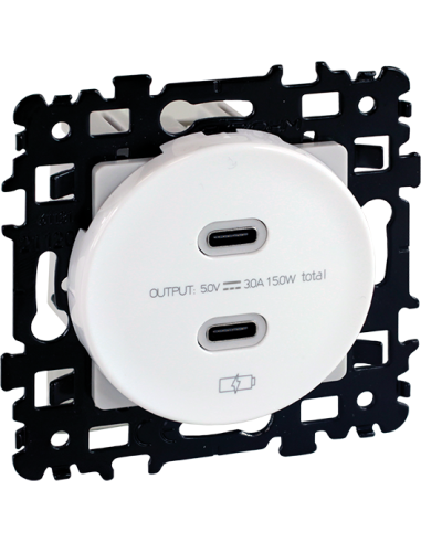 SQUARE chargeur double USB C 5,5V blanc