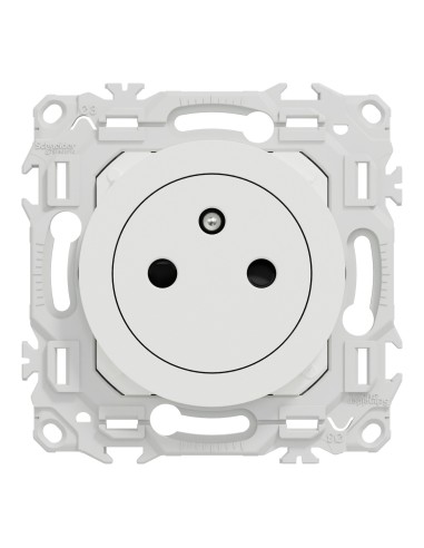 Odace 2025 - Prise 2P+T affleurante - Bornes automatiques - Blanc craie