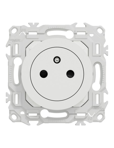 Odace 2025 - Prise 2P+T affleurante - Bornes automatiques - Blanc craie