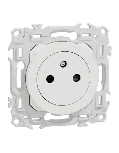 Odace 2025 - Prise 2P+T affleurante - Bornes automatiques - Blanc craie