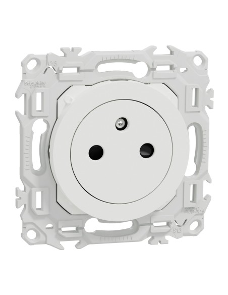 Odace 2025 - Prise 2P+T affleurante - Bornes automatiques - Blanc craie