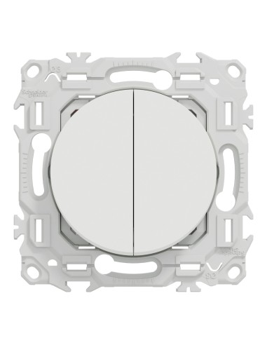 Odace 2025 - Double Va-et-vient ou poussoir - 10AX - Blanc craie