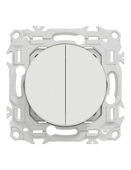 Odace 2025 - Double Va-et-vient ou poussoir - 10AX - Blanc craie
