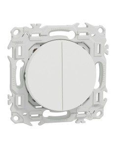 Odace 2025 - Double Va-et-vient ou poussoir - 10AX - Blanc craie