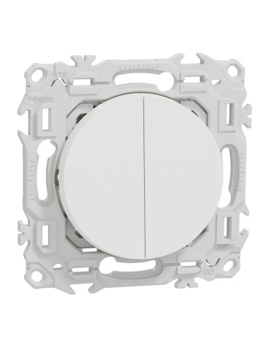 Odace 2025 - Double Va-et-vient ou poussoir - 10AX - Blanc craie