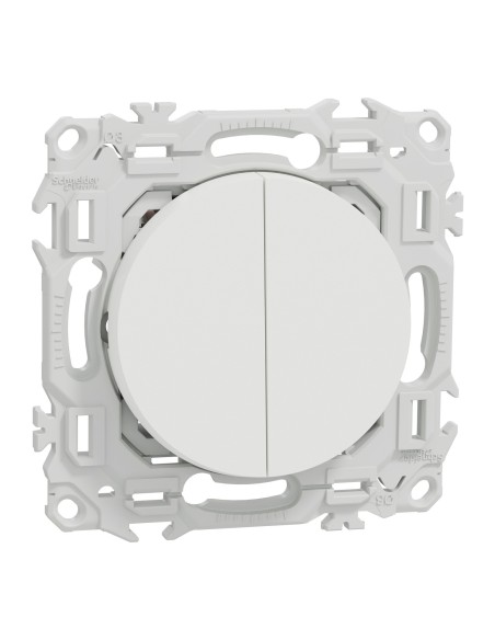 Odace 2025 - Double Va-et-vient ou poussoir - 10AX - Blanc craie