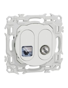 Odace 2025 - Prise mixte RJ45 Cat.6 STP + TV - Blanc craie