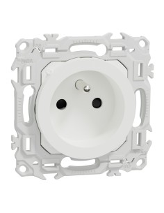 Odace 2025 - Prise 2P+T rénovation à puits - 4 bornes auto par pôle - Blanc craie