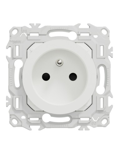 Odace 2025 - Prise 2P+T rénovation à puits - 4 bornes auto par pôle - Blanc craie