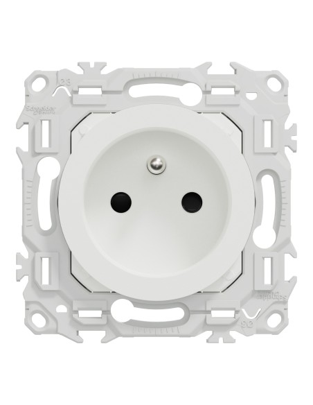 Odace 2025 - Prise 2P+T rénovation à puits - 4 bornes auto par pôle - Blanc craie