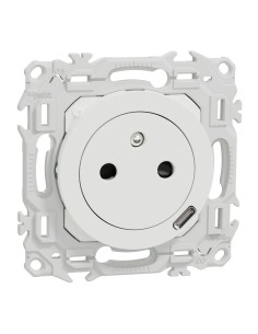 Odace 2025 - Prise 2P+T affleurante + chargeur USB-C 18W Power Delivery - Blanc craie