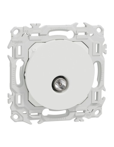 Odace 2025 - Prise TV simple mâle - Sortie coaxiale - Blanc craie