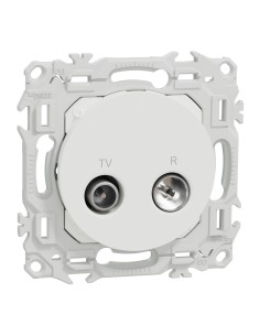 Odace 2025 - Prise TV/FM - Sorties coaxiales - Blanc craie