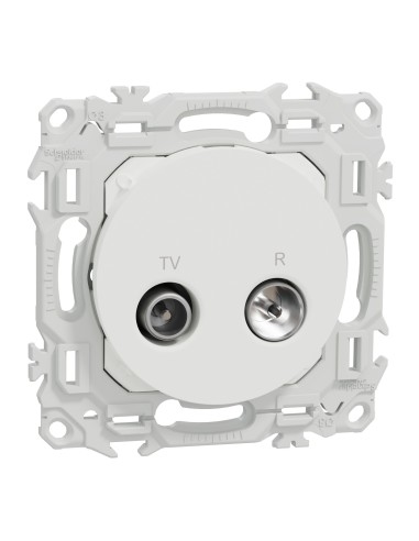 Odace 2025 - Prise TV/FM - Sorties coaxiales - Blanc craie