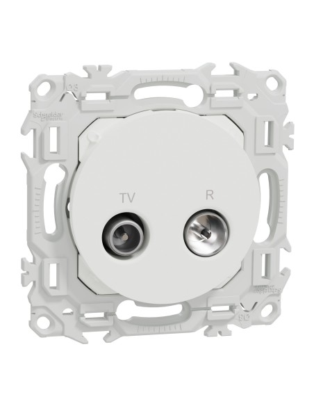 Odace 2025 - Prise TV/FM - Sorties coaxiales - Blanc craie