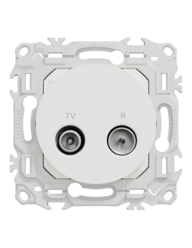 Odace 2025 - Prise TV/FM - Sorties coaxiales - Blanc craie