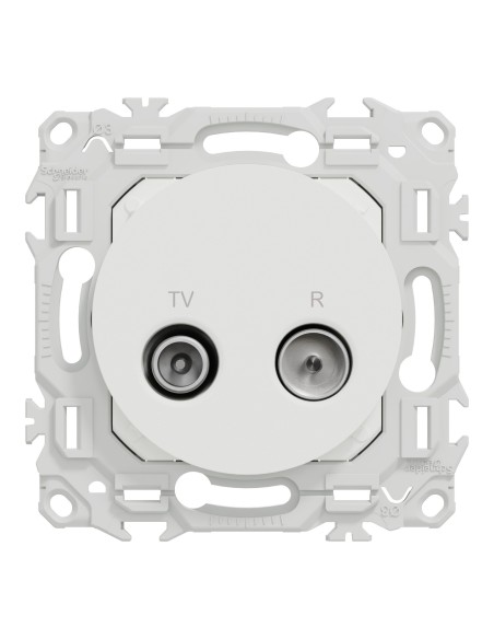 Odace 2025 - Prise TV/FM - Sorties coaxiales - Blanc craie