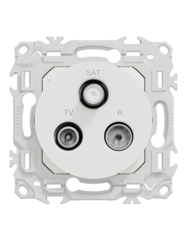 Odace 2025 - Prise TV/FM/SAT - Sorties coaxiales - Blanc craie