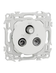Odace 2025 - Prise TV/FM/SAT - Sorties coaxiales - Blanc craie