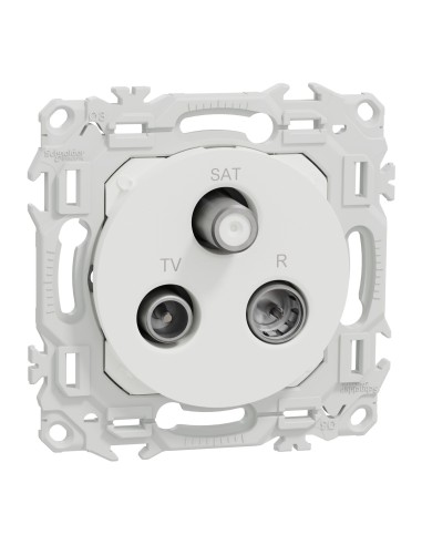 Odace 2025 - Prise TV/FM/SAT - Sorties coaxiales - Blanc craie