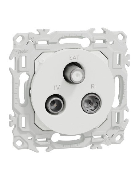 Odace 2025 - Prise TV/FM/SAT - Sorties coaxiales - Blanc craie