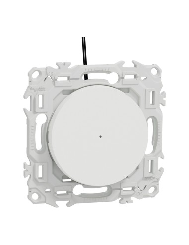 Odace 2025 - Va-et-vient ou poussoir lumineux LED verte - 10AX - Blanc craie