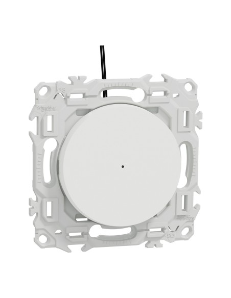 Odace 2025 - Va-et-vient ou poussoir lumineux LED verte - 10AX - Blanc craie