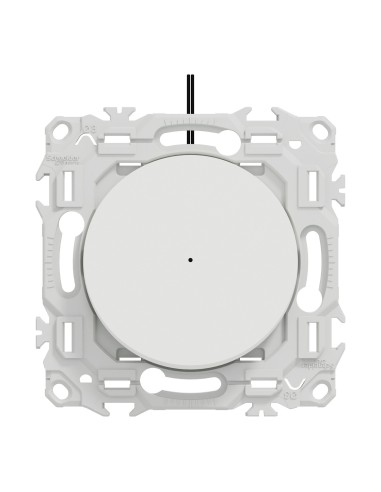Odace 2025 - Va-et-vient ou poussoir lumineux LED verte - 10AX - Blanc craie
