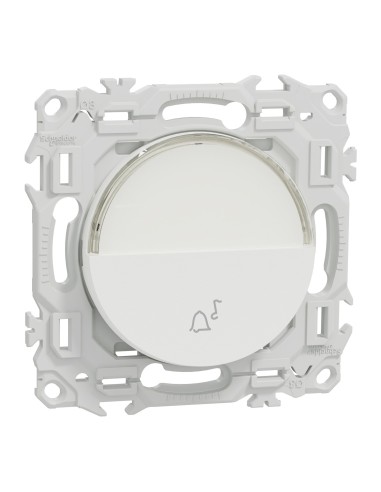 Odace 2025 - Bouton-poussoir porte-étiquette - Symbole carillon - Blanc craie