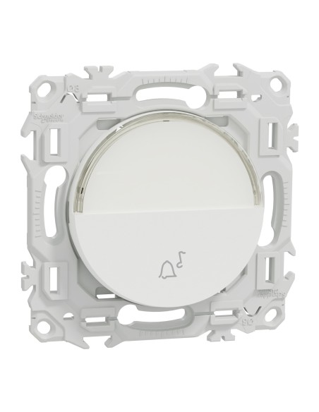 Odace 2025 - Bouton-poussoir porte-étiquette - Symbole carillon - Blanc craie