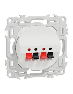 Odace 2025 - Prise haut-parleurs double 2 sorties - à poussette - Blanc craie