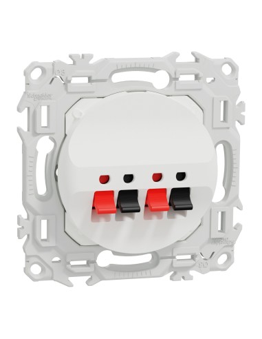 Odace 2025 - Prise haut-parleurs double 2 sorties - à poussette - Blanc craie