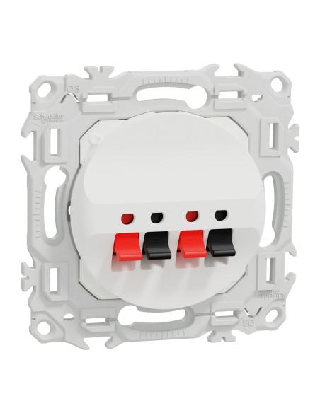 Odace 2025 - Prise haut-parleurs double 2 sorties - à poussette - Blanc craie