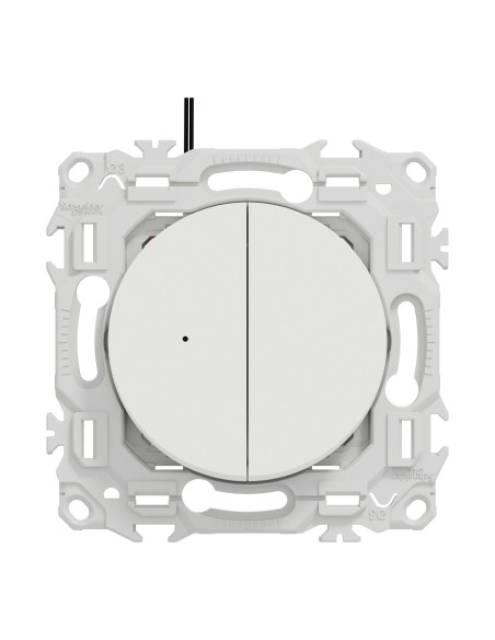 Odace - double va-et-vient ou poussoir lumineux LED - blanc craie
