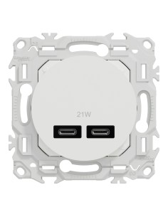 Odace 2025 - Chargeur double USB type C+C - 21W - blanc craie - S920401 2