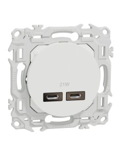 Odace 2025 - Chargeur double USB type C+C - 21W - blanc craie - S920401