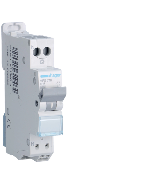 Disjoncteur Phase+ Neutre 16A 3kA Courbe C connexion automatique SanVis