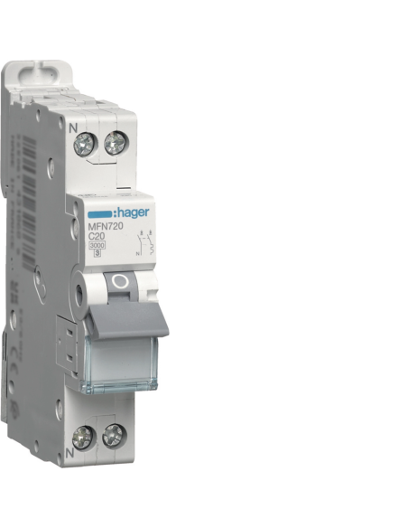 Disjoncteur Phase+ Neutre 20A 3kA Courbe C connexion automatique SanVis